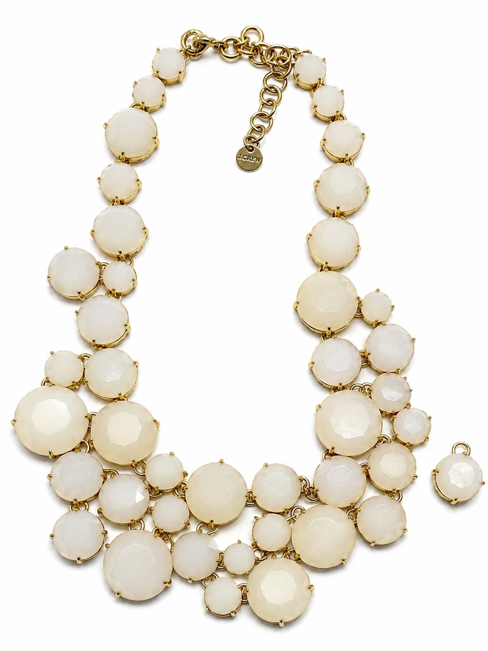 J.Crew Ivory Faceted Statement Bib Necklace Gold Tone + Loose Stone